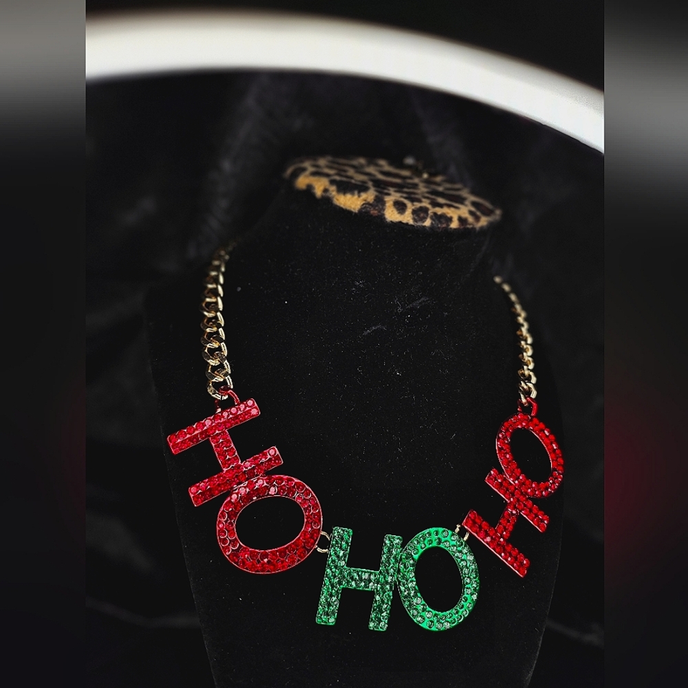 Betsey Johnson Holiday Ho Ho Ho Statement Necklace. Christmas